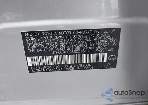 2008 Lexus Ls L z USA, uszkodzony, nr VIN JTHGL46F285031613